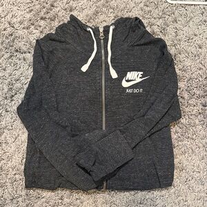 Nike Charcoal Zip-Up Hoodie with White Accents